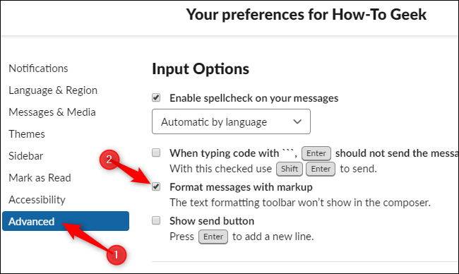 Habilitando a formatação de marcação e desabilitando a nova barra de ferramentas do editor no Slack