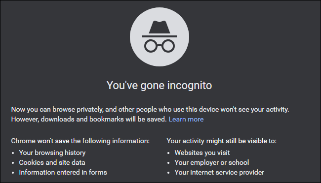 A mensagem "Você ficou anônimo" no Google Chrome.