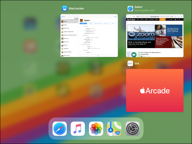 App Switcher no iPad depois que o aplicativo foi fechado