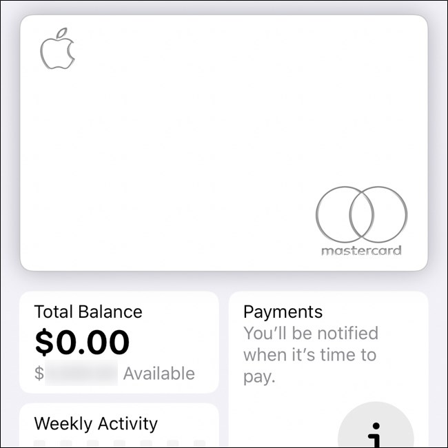 Interface do iPhone Apple Wallet no aplicativo Wallet