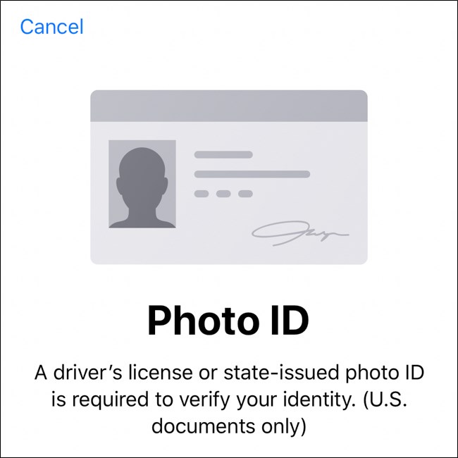 iPhone Wallet Scan frente e verso do ID com foto
