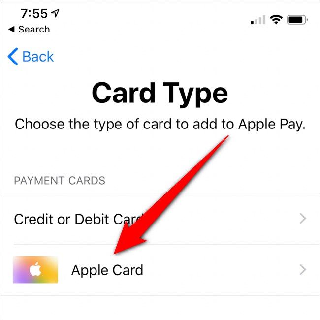 iPhone Wallet Select Cartão Apple