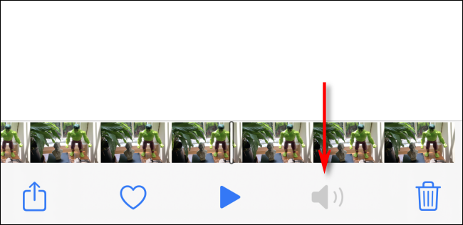 Indicação de que um vídeo não tem áudio em Fotos no iPhone ou iPad