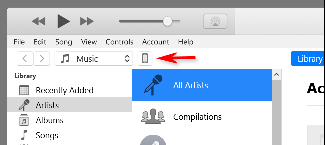 Clique no ícone do iPhone no iTunes.