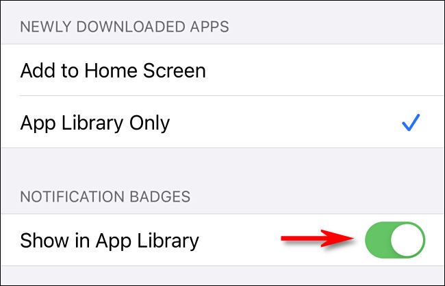 Nas configurações da tela inicial do iPhone, toque em "Mostrar na biblioteca de aplicativos".