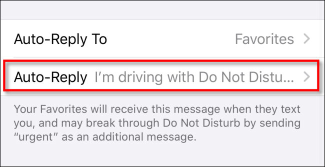Toque em "Resposta automática" nas configurações de "Não perturbe" do iPhone.