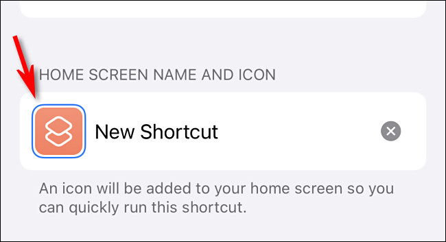 Toque no ícone de preenchimento ao lado de “Novo atalho”.