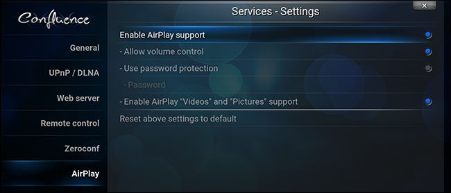 suporte para kodi-airplay