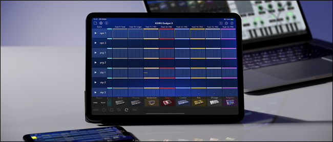 Gadget KORG em execução em um iPad Pro