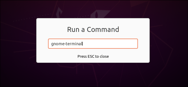 Executar um comando para abrir um terminal na caixa de diálogo Executar um Comando do GNOME.