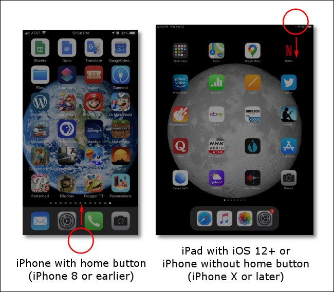 Deslize de baixo para cima ou de baixo para cima à direita para abrir o Control Center no seu iPhone ou iPad.