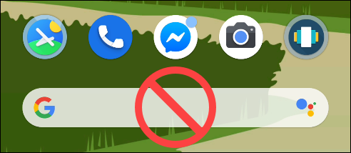 O Google Search Pixel Launcher com nenhum símbolo sobre ele.