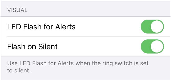 As configurações "visuais" para alertas recebidos no iPhone.