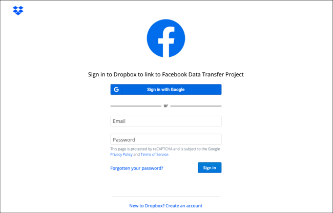 Vincular conta de armazenamento em nuvem ao Facebook