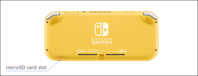Localização do slot microSD do Nintendo Switch Lite