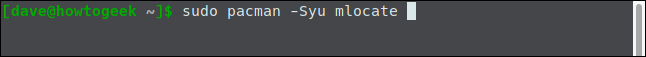 sudo pacman -Syu mlocate em uma janela de terminal