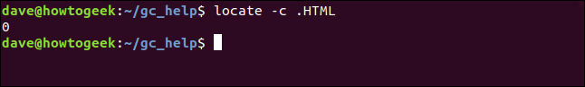 localize -c .HTML em uma janela de terminal