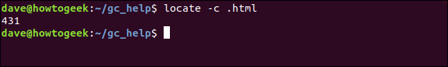 localize -c .html em uma janela de terminal