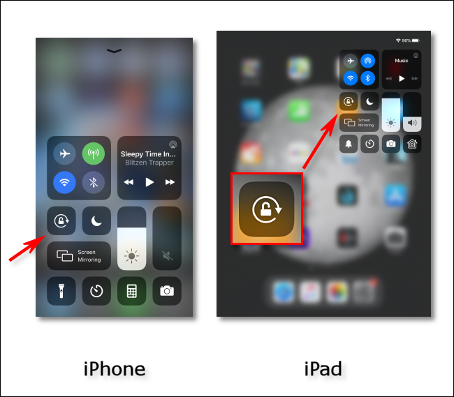 Toque no ícone Orientation Lock no seu iPhone e iPad.