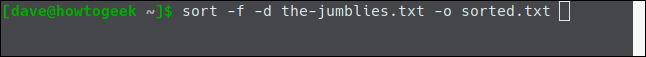 sort -f -d the-jumblies.txt -o Sort.txt em uma janela de terminal.