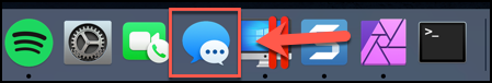 Clique no aplicativo "Mensagens" no Dock para iniciar o aplicativo Mensagens