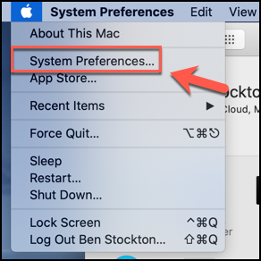Clique no ícone do menu Apple> Preferências do Sistema para acessar o aplicativo MacOS System Preferences
