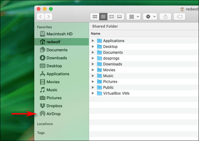 O AirDrop agora deve estar na seção Favoritos da barra lateral do Finder no Mac.