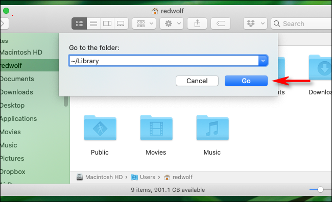 Vá para a pasta Biblioteca diretamente em um Mac