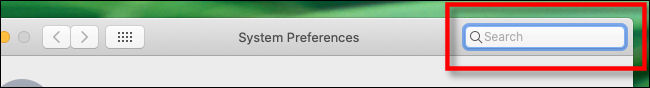 Barra de pesquisa de preferências do sistema no Mac