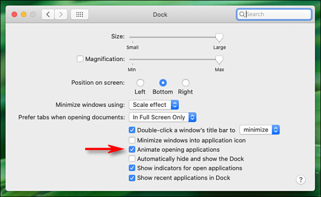 Nas preferências "Dock" no Mac, desmarque a opção "Animate abrindo aplicativos".