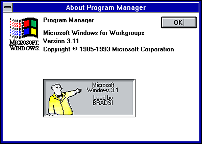 Ovo de Páscoa do Microsoft Bear no Windows 3.1.