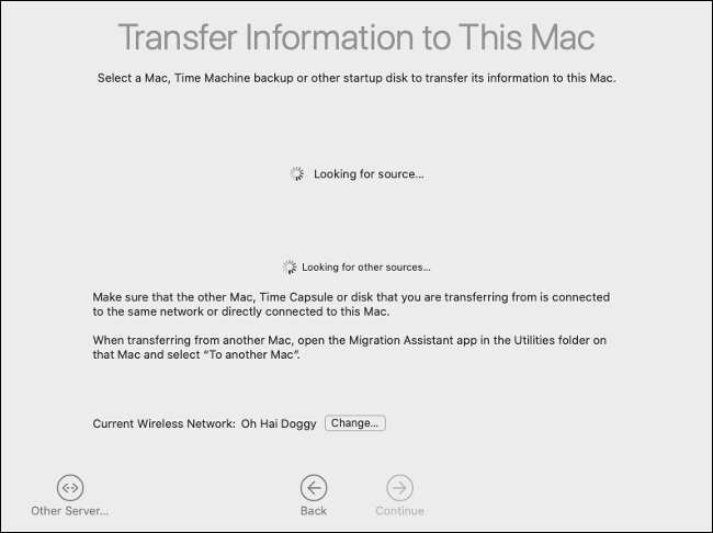 O macOS Migration Assistant.