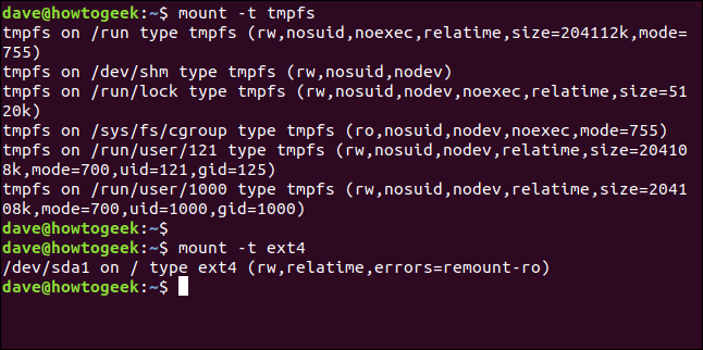 monte com a opção -t em uma janela de terminal