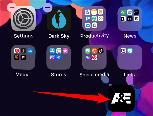 Mova o dedo e o ícone do aplicativo aparecerá na tela inicial