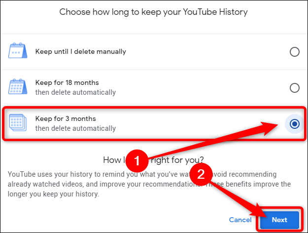 Minha atividade no Google Escolha o período do histórico do YouTube Clique em Avançar