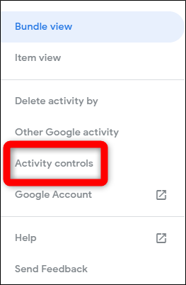 Meus controles de atividade do clique no Google