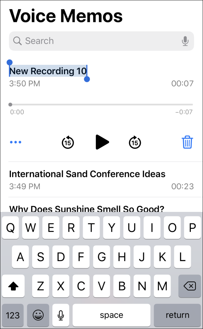 Nomeando um memo de voz no iOS