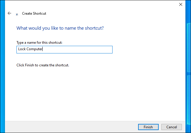 Nomeando um atalho do Windows como "Bloquear Computador".