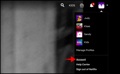 Configurações da conta Netflix