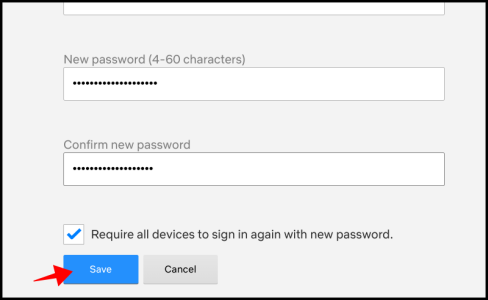 Netflix Salvar nova senha