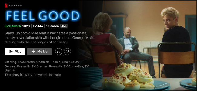 A página de exibição "Feel Good" no Netflix.
