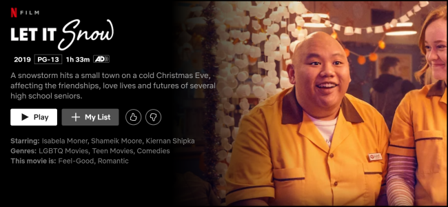 A página "Let It Snow" no Netflix.