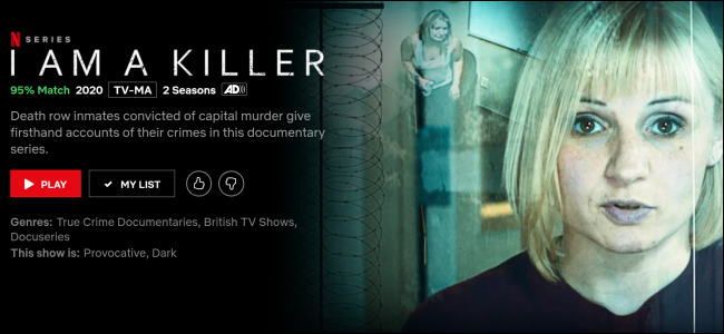 "I Am a Killer" no Netflix.