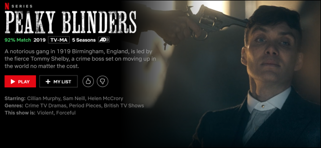 "Peaky Blinders" no Netflix.