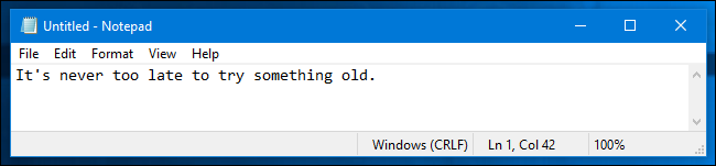 Um exemplo de Bloco de notas no Windows 10