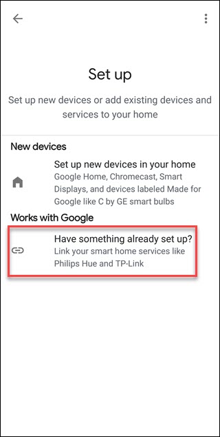 Caixa de diálogo de configuração do Google Assistant com a caixa ao redor do texto Já algo configurado