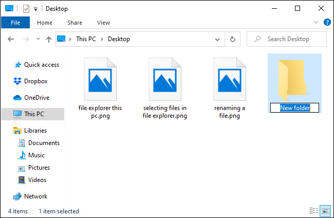 Criando uma nova pasta no File Explorer.