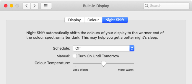 Ativar Night Shift no macOS