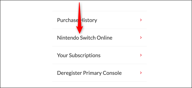 Página Nintendo Switch Online