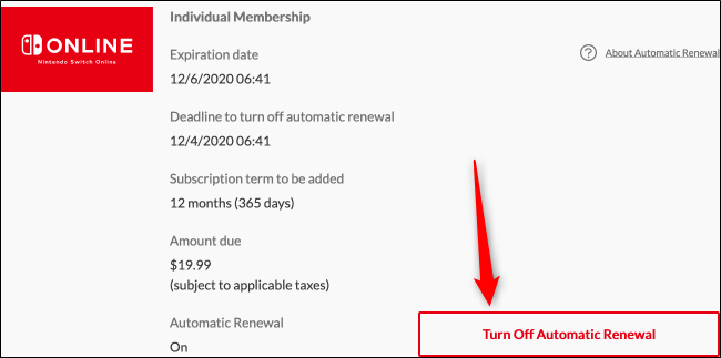 Desative a renovação automática (Web)